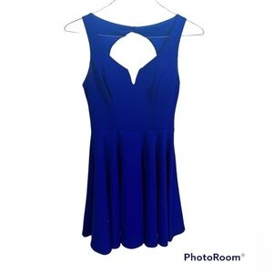 B. DARLIN Royal Blue Formal Sleeveless‎ Cutout Mini Skater Dress Size 5/6 Party